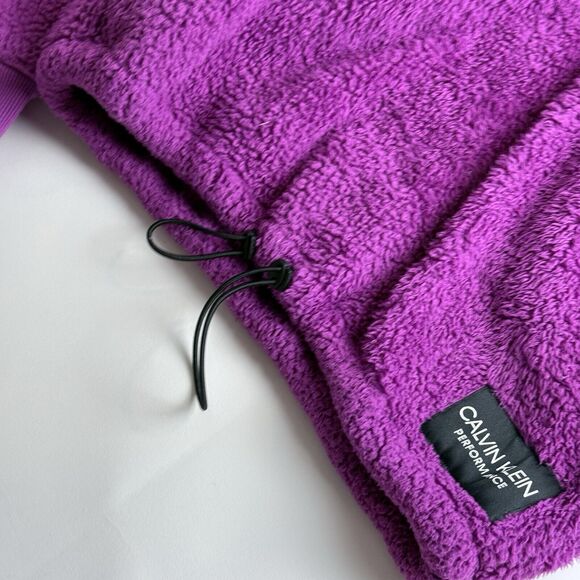 Calvin Klein Performance Women's M Long Sleeve‎ Cropped Purple Sherpa Pullover - Picture 6 of 10